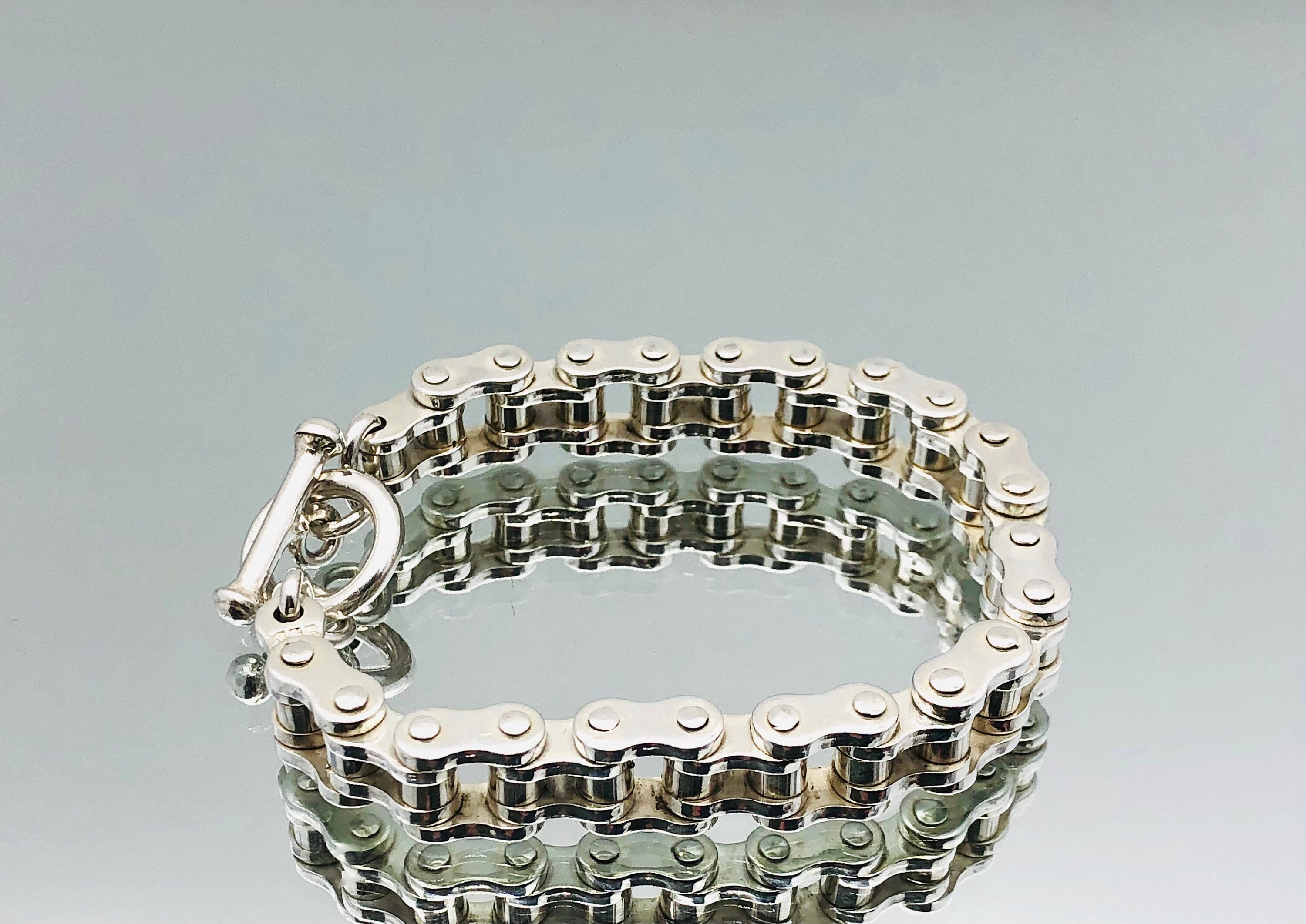 Sterling Silver Fancy Bike Chain Toggle Bracelet - Etsy