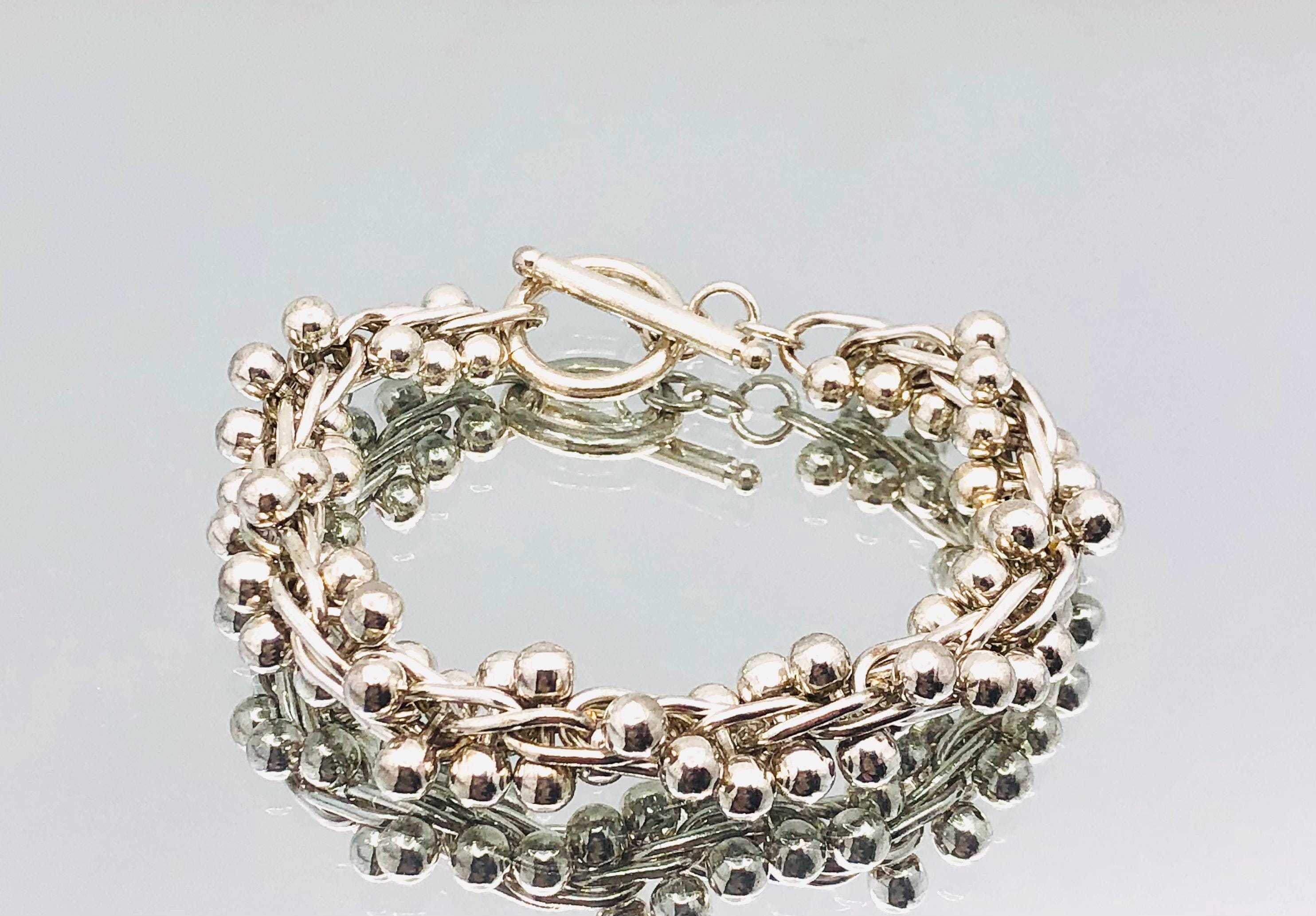 【2plan】23FW★ [MADE] 025 Wave ball toggle bracelet Amazon.com: Sterling Silver Large Ball Bracelet Toggle-Clasp