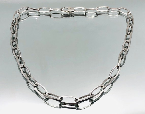 スターリングシルバー ロングリンクチェーンネックレス ヴィンテージ