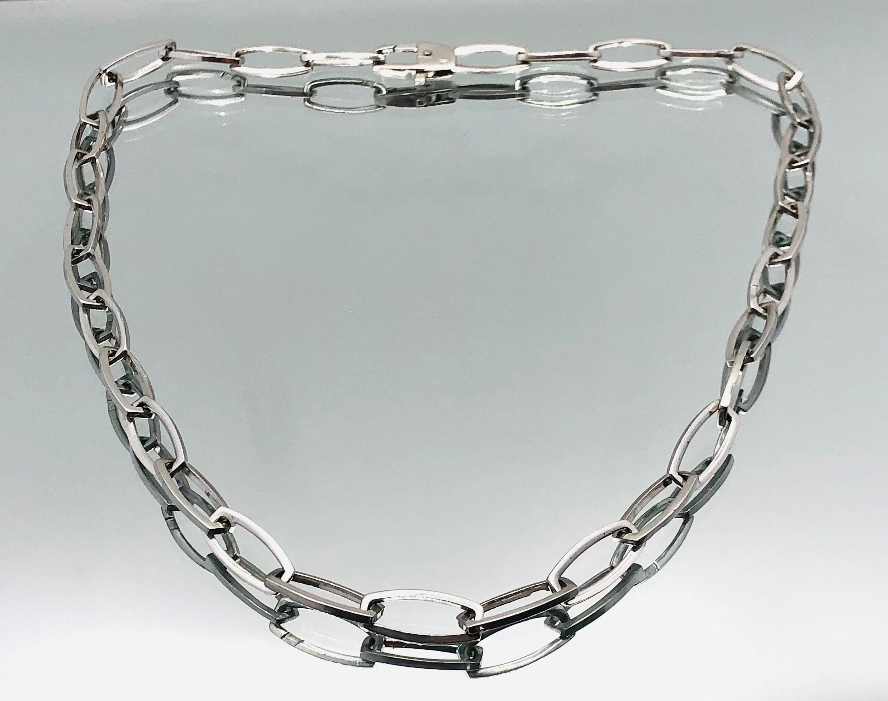 スターリングシルバー ロングリンクチェーンネックレス ヴィンテージ