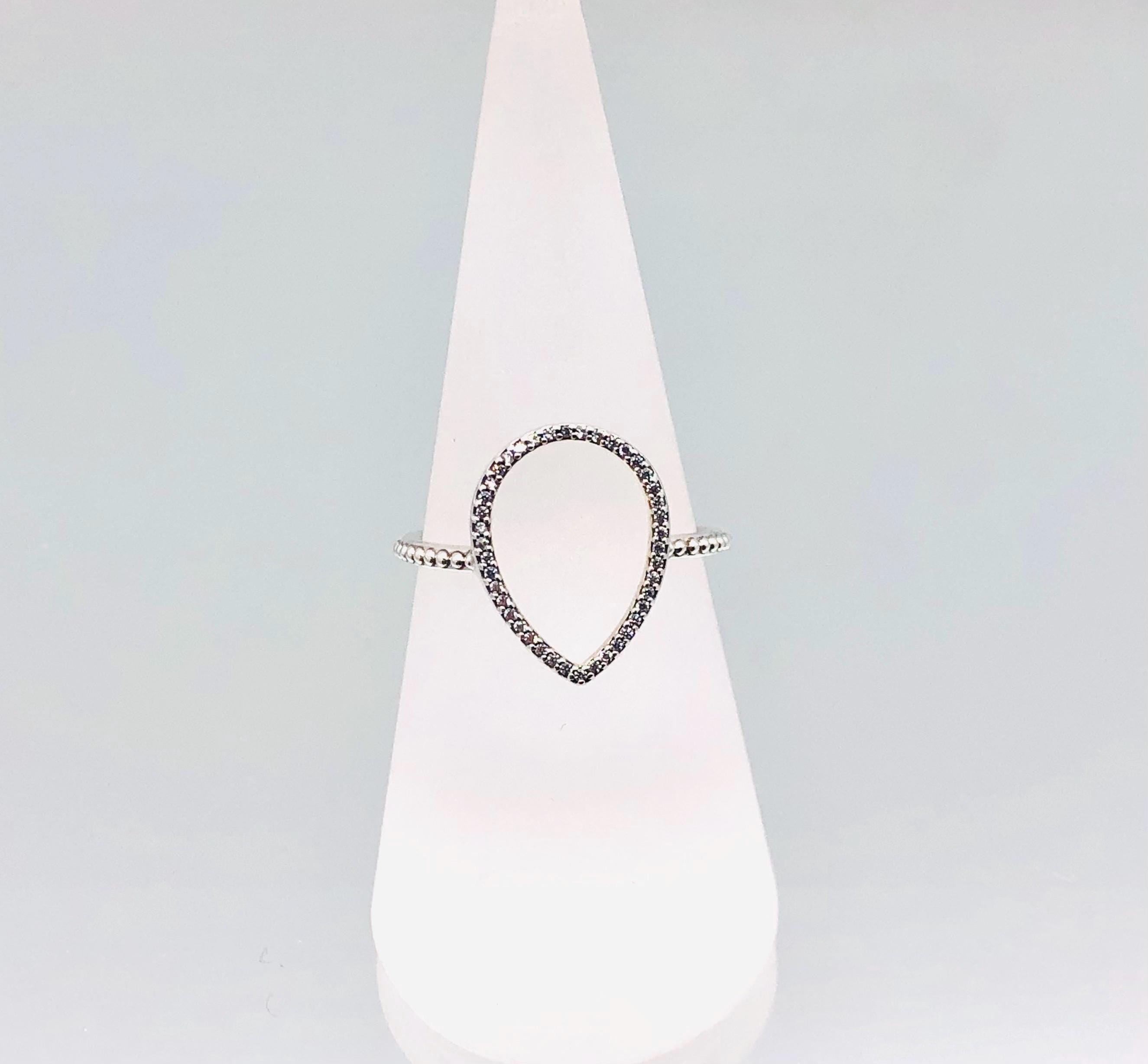 Pandora Sterling Silver Pear Shape Ring Vintage Size R / 8.5 / 58  display picture 1