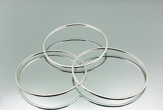 Sterling Silver Triple Interlocked Bangles 2006 V… - image 1