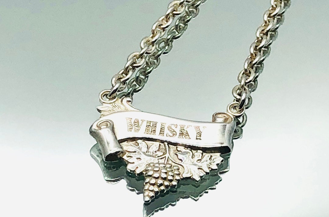 純銀　ウィスキー　ボトルタグ　デカンタラベル　ターナー＆シンプソン社　刻印 Turner & Simpson Sterling Silver Decanter Label Whisky 1962