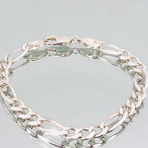 Sterling Silver Figaro Chain Bracelet Vintage