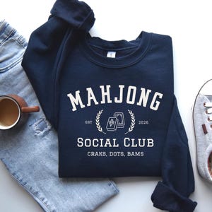 Mahjong Sweatshirt, Mahjong Lover Gift, Mahjong Social Club Sweatshirt, Mahjong Group Sweatshirt, Mahjong Club Shirt, Mahjong Night Shirt Navy