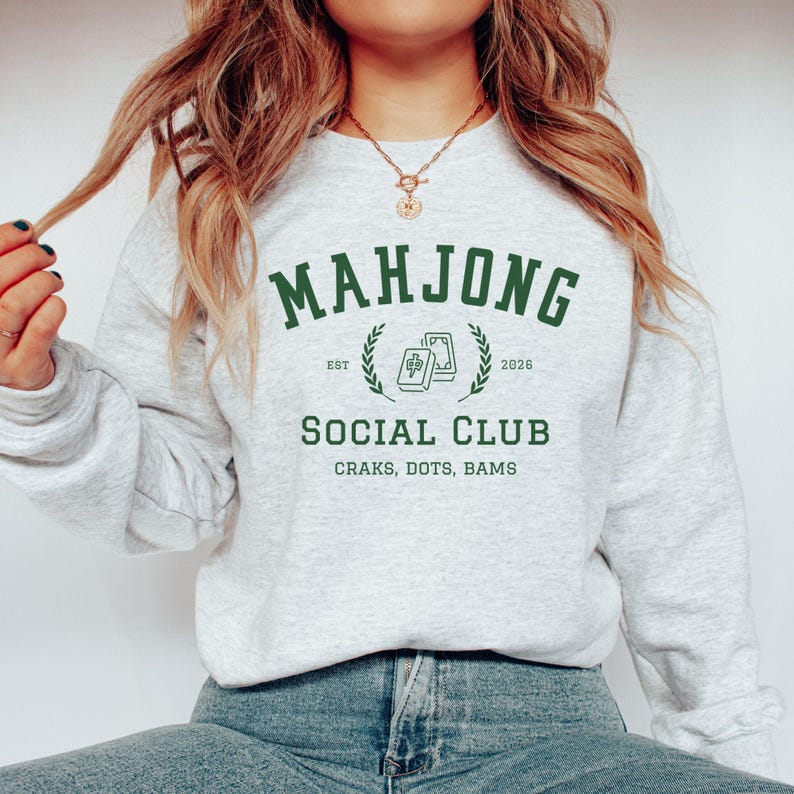 Mahjong Sweatshirt, Mahjong Lover Gift, Mahjong Social Club Sweatshirt, Mahjong Group Sweatshirt, Mahjong Club Shirt, Mahjong Night Shirt Ash