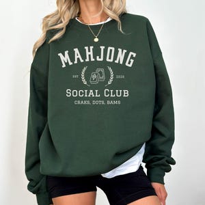 Mahjong Sweatshirt, Mahjong Lover Gift, Mahjong Social Club Sweatshirt, Mahjong Group Sweatshirt, Mahjong Club Shirt, Mahjong Night Shirt Forest Green