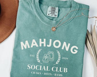 Mahjong Social Club Shirt, Craks Dots Bams, Comfort Colors® Tee, Custom Year Mahjong Shirt