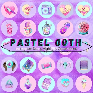 25 Pastel Goth Witchy Insta Highlight Cover Icons | Instant Download | Purple Pink Blue Aesthetic |