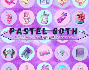 25 Pastel Goth Witchy Insta Highlight Cover Icons | Instant Download | Purple Pink Blue Aesthetic |