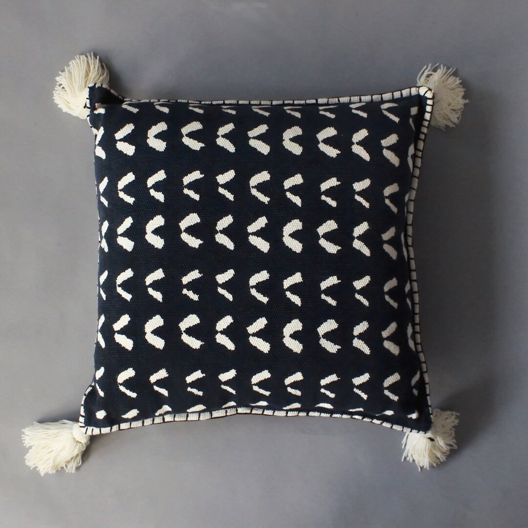 Black & White Pillow Cover Canvas Pillow Block Printed Etsy UK