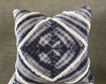 Blue Tie and dye Authentic African Mud Cloth Pillow Cover, Mud Cloth Throw Pillow Case, Designer cushion cover, 18" x 18"
