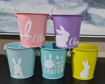 Personalised Easter Bucket / Easter Tin / Easter / Easter Egg Hunt / Tin Bucket / Personalised