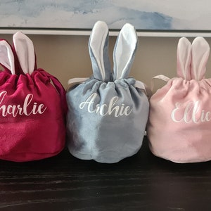 Personalised Bunny Bag / Velvet Easter Bag / Easter / Easter Egg Hunt / Drawstring Bag / Personalised