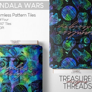 Mandala Wars Seamless Tile - Green Blue