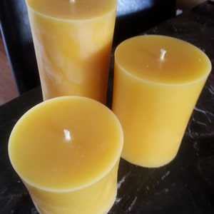 Pilares de cera de abejas de 3&quot; de diámetro 5 alturas disponibles