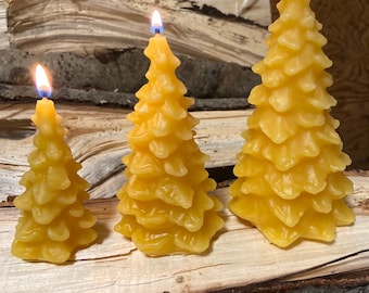 Set of 3 beeswax tree candles