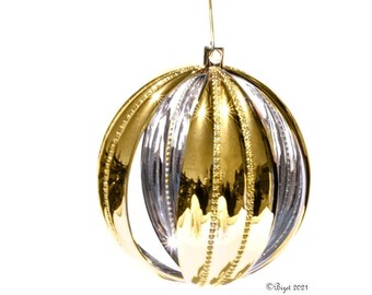 Yellow Sapphire & Gold Ball Ornament and Display Pedestal