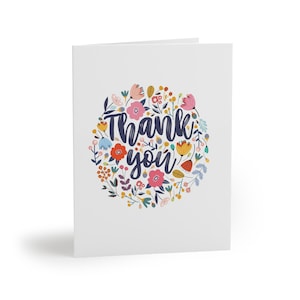 Floral Thank You Card Set: Botanical Flower Notecards with Envelopes