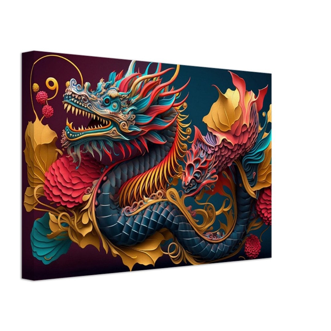 Dragon Canvas Wall Art, Chinese Dragon Wall Art Etsy