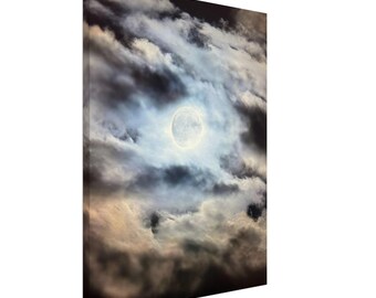 Arte de pared en lienzo de luna azul