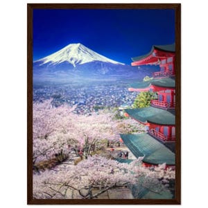 Mount Fuji Framed Poster, Wood Framed Poster, Japan Poster, Wall Decor, Home Decor