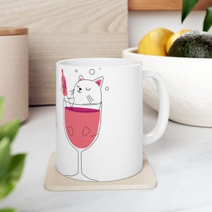 Funny Cat In Wine Glass Coffee Mug - Cat Lover Gift