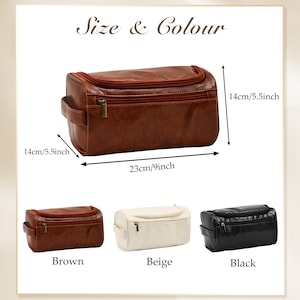 Personalized Leather Toiletry Bag For Men - Custom Engraved Dopp Kit With Name & Logo