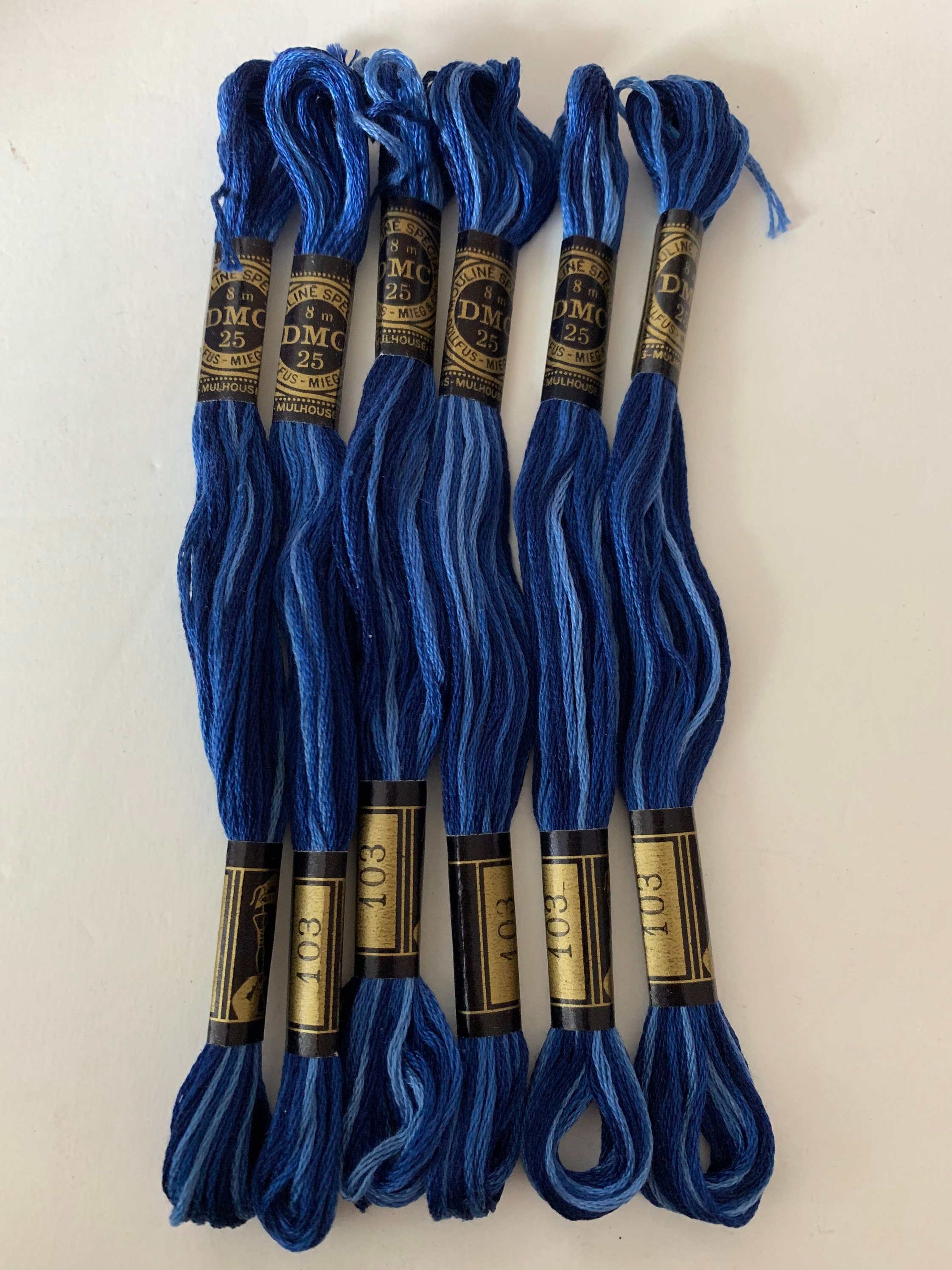 DMC Size8 Perle Cotton Thread 103 Variegated Dark Royal Blue