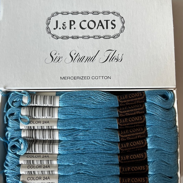 J.& P Coats Embroidery floss -Color 24A Oriental Blue - Box of 24 New