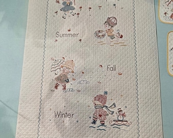 Bucilla Creative Needlepoint Set of 2 Large Quilted Bibs Kit #1848 New