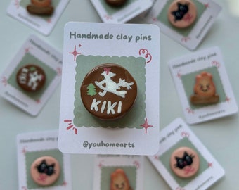 Handmade Clay Pins | Studio Ghibli Clay Pins | Kiki's Delivery Service | Kiki's Birthday Cake |Kiki's Delivery Service Clay Pin
