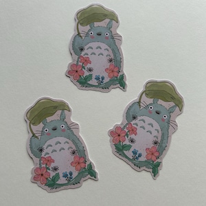 Totoro Sticker: Studio Ghibli, Leaf & Flowers