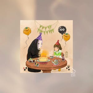 No-Face Birthday Card | Birthday Greeting Card | Studio Ghibli Card | Spirited Away Card | Birthday Gift Card