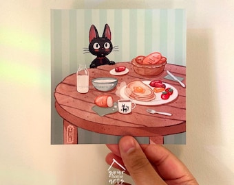 Kiki's Delivery Service Jiji Breakfast Art Print