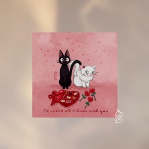 Biglietto di auguri per il servizio di consegna di Kiki / Biglietto di auguri Jiji e Lily / Biglietto di auguri Love / Biglietto di auguri Cat Lovers