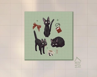 Jiji Black Cat Art Print