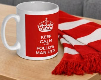 Man United Mug, Keep Calm & Follow United, Man Utd gift, Secret santa gift