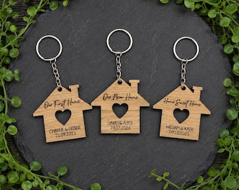 Personalised New Home Keyring | 1st Home Gift for Couples | Housewarming Gift | Moving House Present | Custom Keyring | New Homeowner Gift