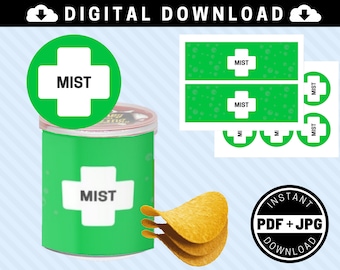 Gamer Mist Med Kit 1.3 oz Chip Printable Labels [INSTANT DOWNLOAD] - 1.3 oz / 37 g - Video Game Birthday Party Supplies - Gamer Party