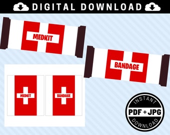 Gamer Med Kit 1.55 oz Chocolate Labels [INSTANT DOWNLOAD] - 1.55 oz / 43 g - Video Game Birthday Party Supplies - Chocolate Wrapper