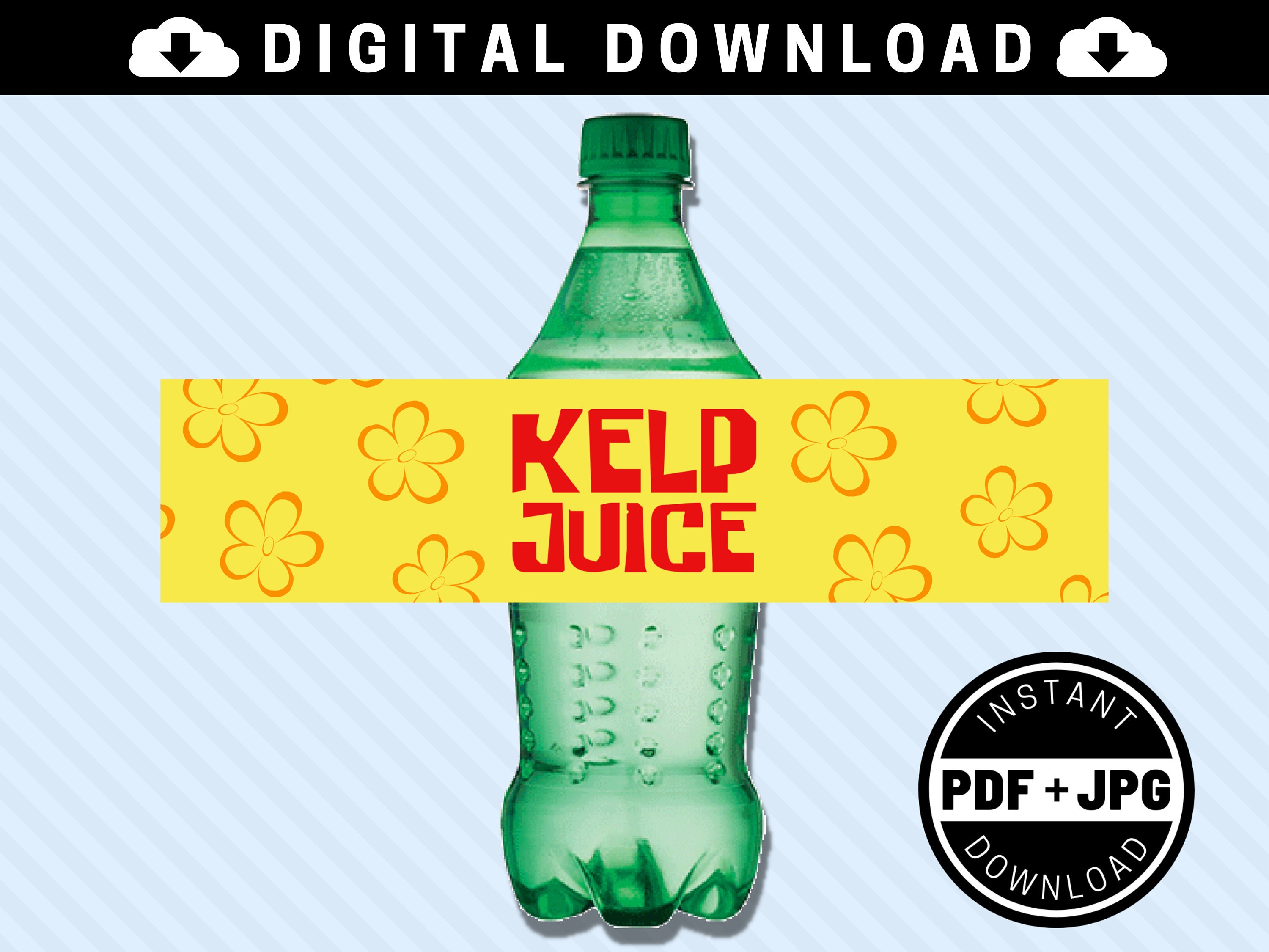 Kelp Juice 16.9oz 500 ml Printable Bottle Labels [INSTANT DOWNLOAD] - 16.9oz 500ml - Under The Sea Luau Party Supplies