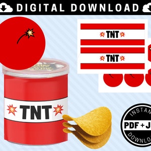 Gamer TNT 1.3 oz Chip Printable Labels [INSTANT DOWNLOAD] - 1.3 oz / 37 g - Video Game Birthday Party Supplies - Gamer Party - Dynamite