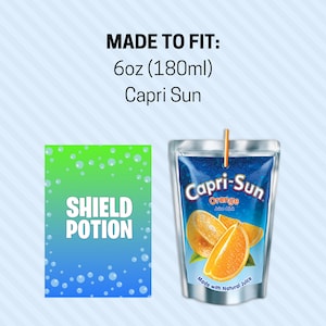 Gamer Capri Sun Shield Potion Printable Labels INSTANT DOWNLOAD 6oz 180ml Video Game Birthday Party Supplies image 4