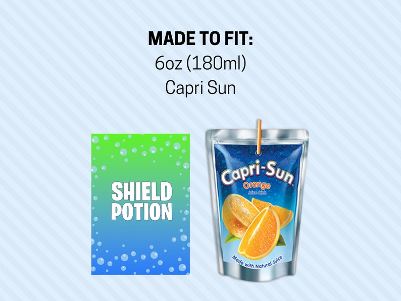 Gamer Capri Sun Shield Potion Printable Labels INSTANT DOWNLOAD 6oz 180ml Video Game Birthday Party Supplies image 4