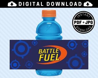 Dart Gun 12 oz bedruckbare Etiketten [SOFORT-DOWNLOAD] - 12 oz 355 ml - Dart Birthday Party Zubehör, Dart Zielscheibe, Kampftreibstoff