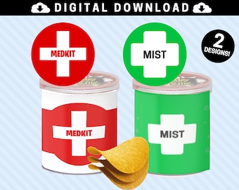 Gamer Med Kit & Mist 1.3 oz Chip Printable Labels [INSTANT DOWNLOAD] - 1.3 oz / 37 g - Video Game Birthday Party Supplies - Gamer Party