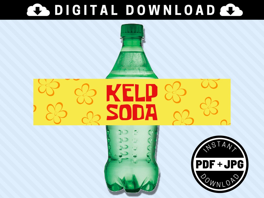 Kelp Soda 16.9oz 500 Ml Printable Bottle Labels INSTANT DOWNLOAD 16.9oz