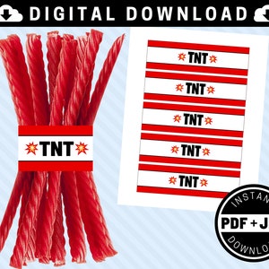 Gamer TNT Twizzler Wrappers [INSTANT DOWNLOAD] Video Game Party - Birthday Party Printables Decorations - Video Game Birthday Party Supplies