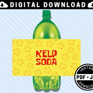 Kelp Soda 2 Litre Printable Bottle Labels [INSTANT DOWNLOAD] - 2L - Under The Sea Luau Party Supplies